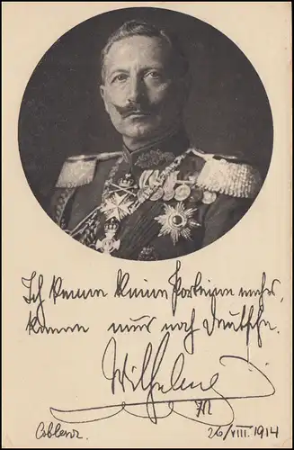 Censure P 100AII Carte de guerre allemande 1914 Empereur Guillaume II, inutilisé