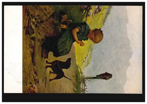 Künstler-AK Th. Kleehaas: Treue Freunde - Mädchen mit Hund, ungebraucht