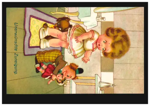 Animaux AK Enfants: Attirance indésirable - Filles Poules Chien, BREMEN 20.5.1927