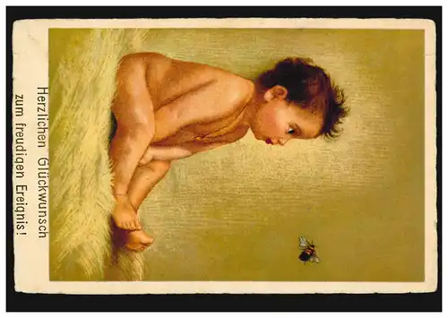 Tiere-AK Kinder: Baby mit Hummel, KÖNIGSSTEIN / TAUNUS 26.10.1930
