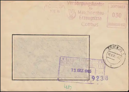 ZKD-AFS Compte d'approvisionnement des machines COTTBUS 11.12.65 vers Berlin