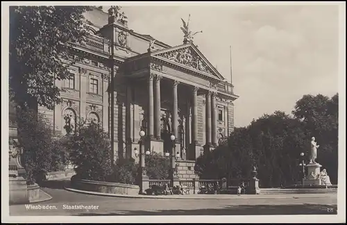 Poste ferroviaire KÖLN - FRANKFURT/MAIN ZUG 292 - 21.3.34 à AK Wiesbaden Théâtre d'Etat