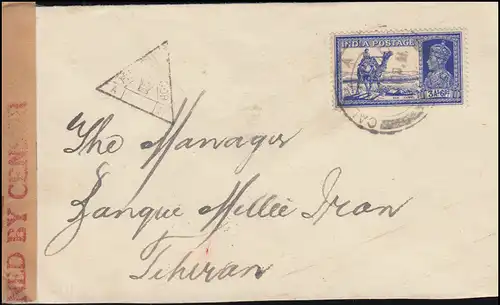 Zensur Indien-Brief 153 König George VI. aus Kalkutta nach Nahost 10.8.1940