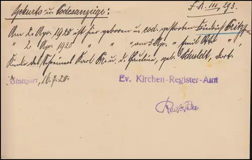 Affaire de service DP 12/01 avec DV 3 20 Index complémentaire STUTTGART 20.7.20