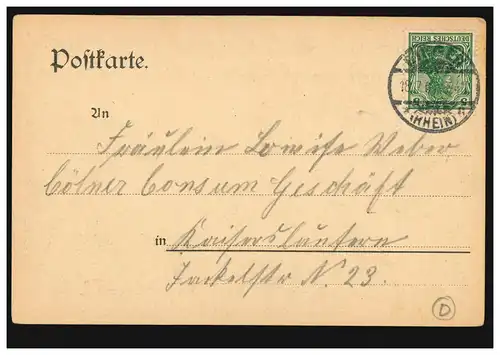 AK Gruss vom Rhein: Burg Rheinstein, BINGEN (RHEIN) 18.7.1907