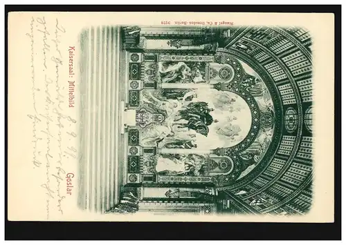 AK Goslar: Salle de casers Médium, face avant peinte en 1899, non utilisée