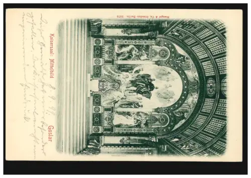 AK Goslar: Salle de casers Médium, face avant peinte en 1899, non utilisée