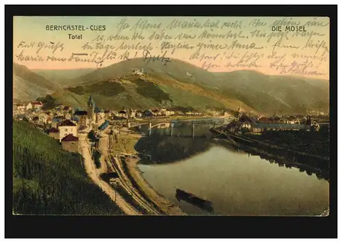 AK Berncastel-Cues: Total, carte postale de terrain 9.8.1918