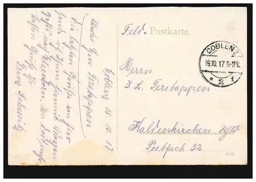 AK Bacharach: Total, Feldpostkarte COBLENZ 19.10.1917