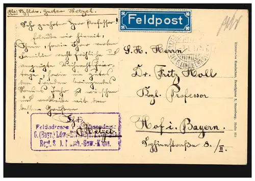 AK Colmar: La Petite Venise, carte postale de champ 3.1.1917 avec un cachet faible
