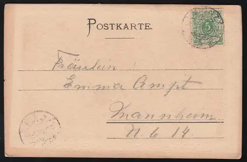 AK Mainzer Dom, Stich aus MAINZ 5.5.1899 nach MANNHEIM 5.5.99