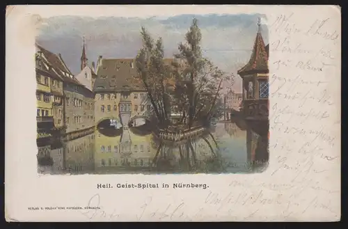 AK Heil. Geist-Spital in Nürnberg, 6.10.1898 nach GOTHA 7.10.98