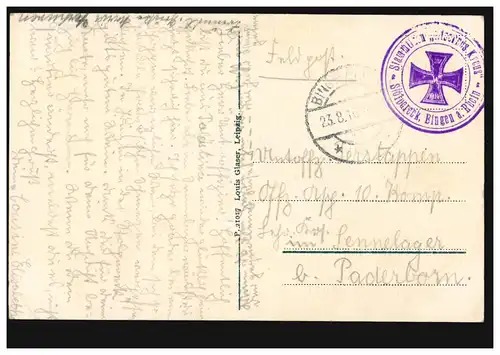 AK Burg Rheinstein, Feldpostkarte  BINGEN 23.8.1916 mit Nebenstempel Stolpereck