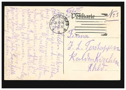 AK Magdeburg: Lukasklause, Feldpostkarte 26.11.1914