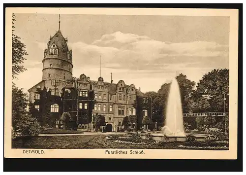 AK Detmold: Château du Prince, carte postale 11.4.1915