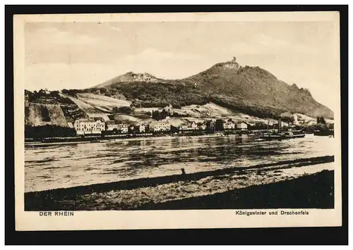 AK Le Rhin: l'hiver royal et le Dragon, carte postale de terrain KÖNIGSWINTER 14.8.1918