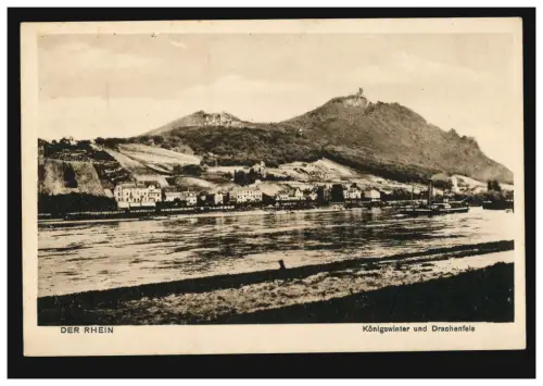 AK Le Rhin: l'hiver royal et le Dragon, carte postale de terrain KÖNIGSWINTER 14.8.1918