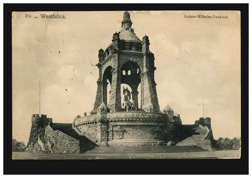 AK Porta Westtalica Monument de l'empereur Wilhelm BS Commission de secours de Béthel 22.11.15