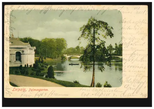 AK Leipzig: Palmengarten, LEIPZIG-LINDENAU 28.10.1900 nach BERLIN 29.10.00