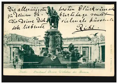 AK Berlin: Denkmal Kaiser Wilhelms des Grossen BERLIN W 50 b - 20.2.04 nach WIEN
