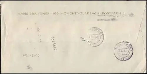 Postkrieg B.4.h 479 Pk I: Schwärzung / Grau Bund 479 Vertreibung Brief 2.10.1965