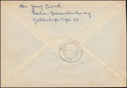 355-357 Voyage à vélo Paix 1953 avec 357II sur lettre R BERLIN 25 - 4.5.53