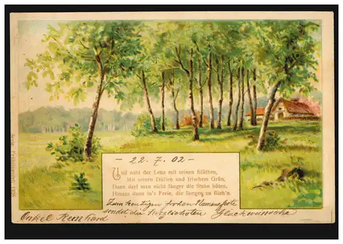 Carte de l'artiste AK Purgatoire de printemps Lenz rural Idylle, ESSEN - AHLEN 1902