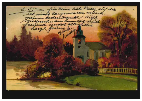 Chapelle Artiste-AK sur le rivage, OBERWEZIKON 1908