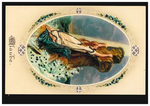 Artiste-AK Foi femme s'accroche à la croix vers 1910., inutilisé
