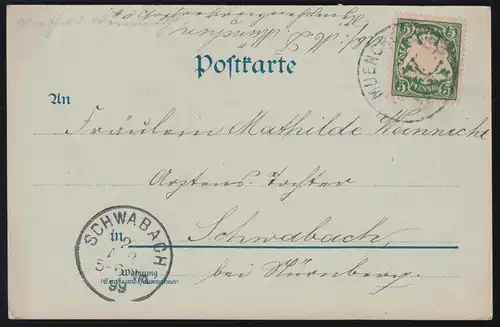 AK Gruss de Munich: Vue de la porte Charles sur la gare, 2.4.99 vers SCHWABACH