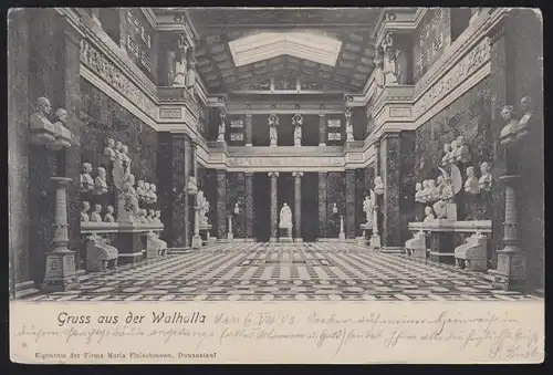 AK Gruss de la Walhalla - vue intérieure, églises d'après HECHINGEN 8.9.1903
