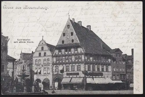 AK Gruss aus Braunschweig: Kohlmarkt mit altem Stern, 13.7.99 nach UETZE 13.7.99