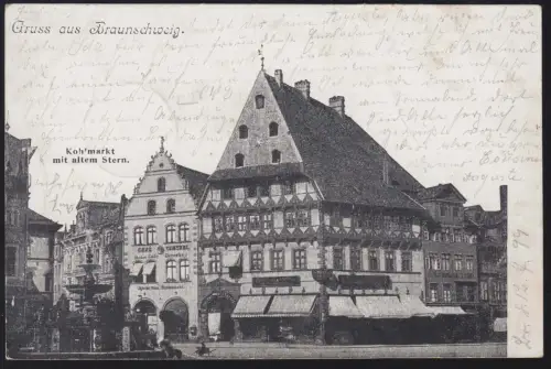AK Gruss aus Braunschweig: Kohlmarkt mit altem Stern, 13.7.99 nach UETZE 13.7.99