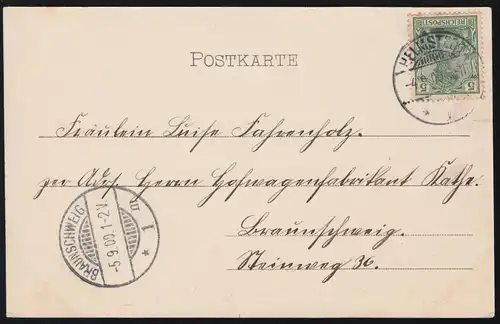 AK Gruss du Clara-Bad à Helmstedt, 4.9.1900 à BRAUNSCHWEIG 5.9.00