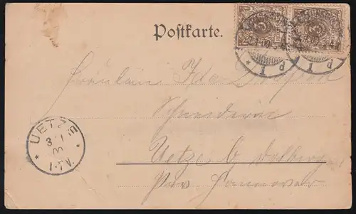 AK Gruss de Braunschweig: Théâtre, 2.1.1900 après UETZE 3.1.00