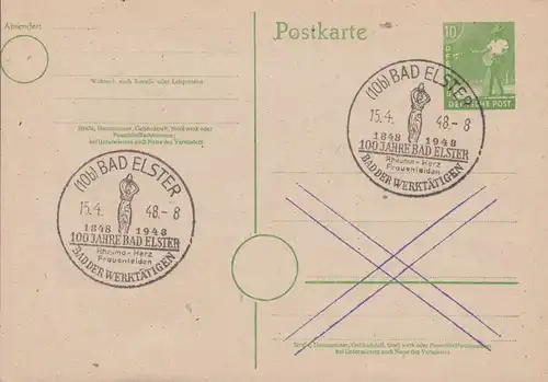SSt BAD ELSTER 100 ans Bad Elster 15.4.1948 sur carte postale P 961