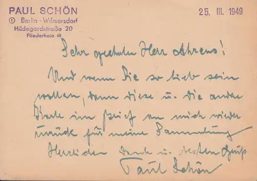 Carte postale P 36a/01 Engels 12 Pf DV M 301 / C 8088, BERLIN Plan bisannuel 26.3.49