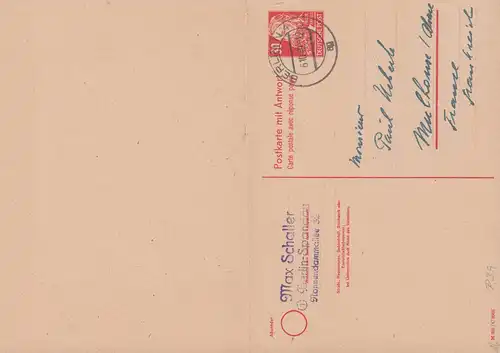 Carte postale P 39 Engels 30 Pf. DV M 301 / C 8088 Carte double BERLIN 6.10.1949