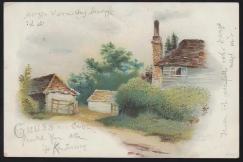 AK Gruss aus ... Dorfansicht, BERLIN NW 30 - 1.9.1909 nach MÜNCHEBERG/MARK 2.8.