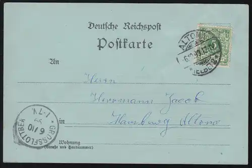 AK Gruss aus Hamburg: Alsterlust, ALTONA (ELBE) 6.10.99 nach GROSSFLOTTBEK 6.10.