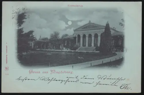 AK Gruss aus Magdeburg: Herrenkrug, 15.8.1898 nach HANNOVER 16.8.98