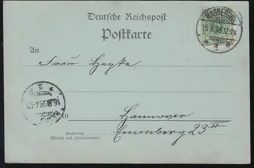 AK Gruss aus Magdeburg: Herrenkrug, 15.8.1898 nach HANNOVER 16.8.98