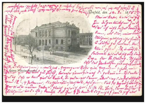 AK Crefeld: Musée Kaiser-Wilhelm, 21.3.1898 après DÜSSELDORF 21.03.98