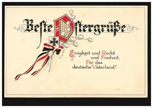 Carte de Pâques Deutsche Hymne, CREFELD 5.4.1915 par Prest