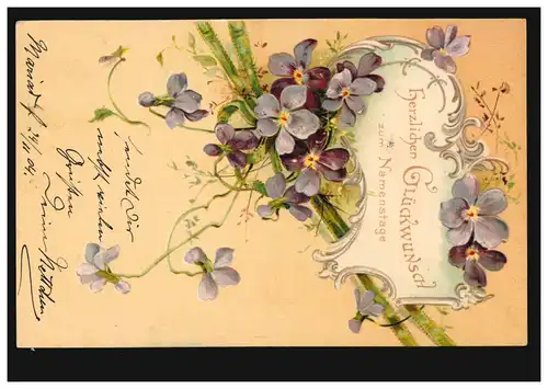 Carte de prénom de la fête des violettes de Girl MariadoRF 24.11.1904 vers ADENAU 24.11