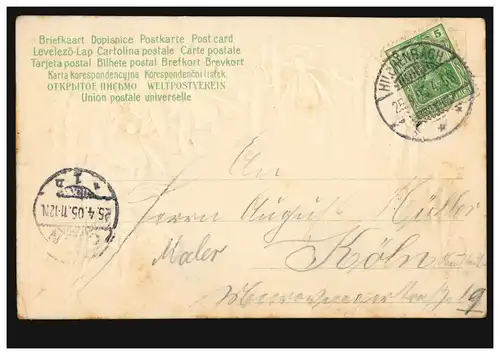 Carte de Pâques Cardeau et Lion de neige, HILCHENBACH 25.4.1905