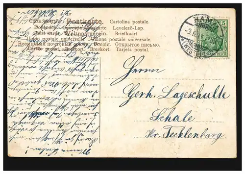 Carte de Pâques Paysage Printemps avec violette, HAMM (WESTF.) 3.6.1911