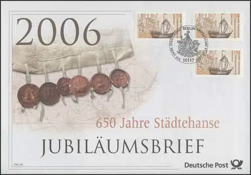 2558 Hansekogge & 650 Jahre Städtehanse 2006 - Jubiläumsbrief