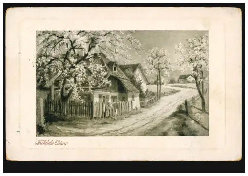 AK Artiste Pâques Dorfidylle au printemps, VIENNE 98 - 5.4.1912 après Innsbruck