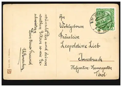 Künstler-AK Ostern Dorfidylle im Frühjahr, WIEN 98 - 5.4.1912 nach Innsbruck